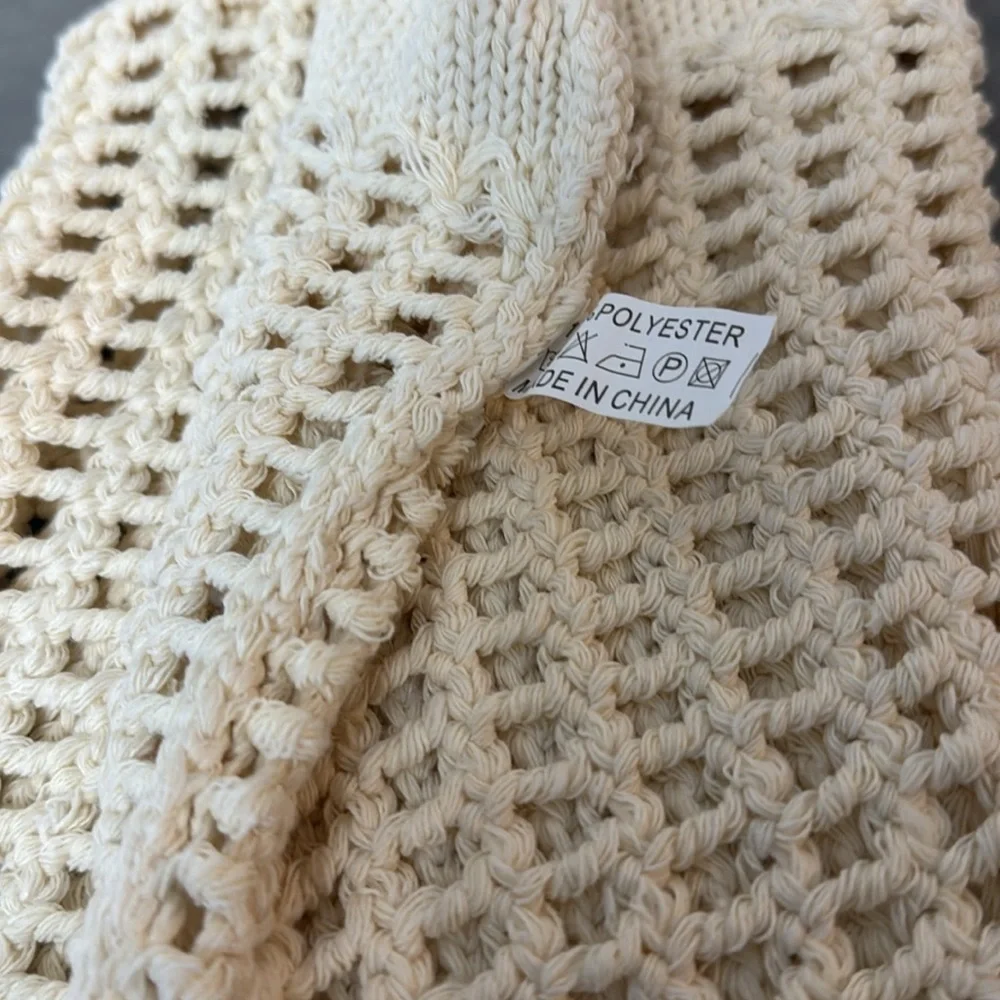 Crochet Loose Knit Boho Shoulder Tote Bag